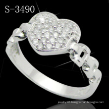 925 Sterling Silver Ring with Heart Style Designed (S-3490)